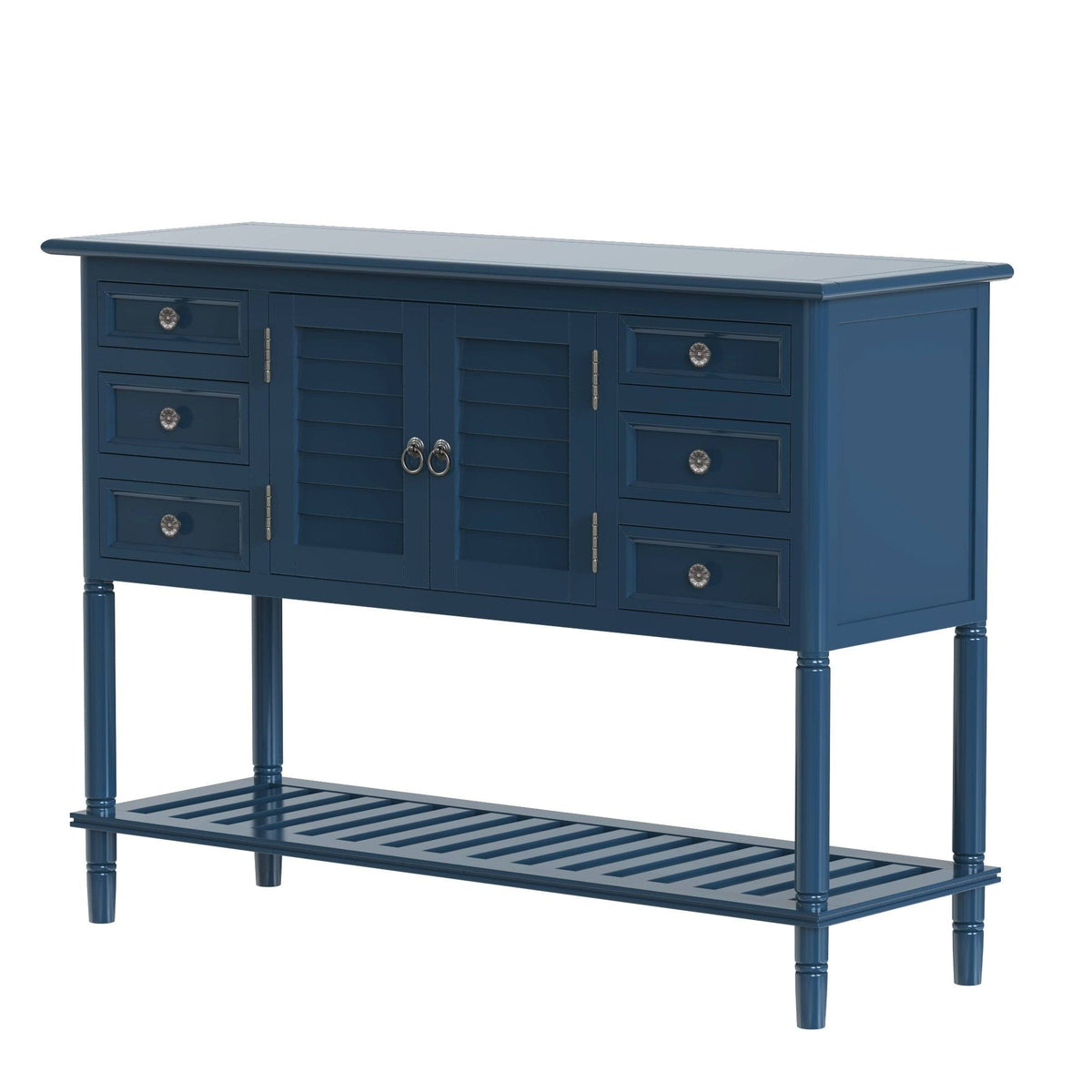 Green Console Table with 6 Drawers and Cabinet K703