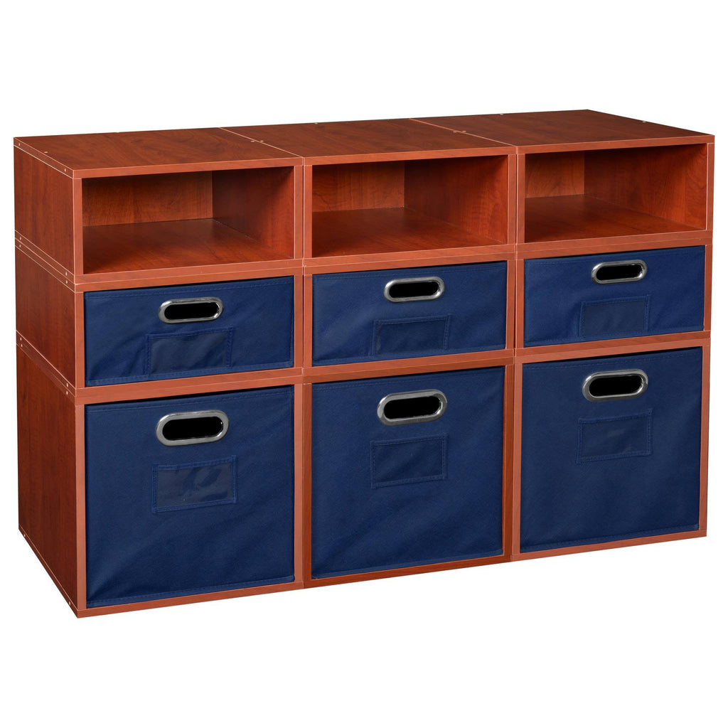 Cherry/Blue 3 Full Cubes/6 Half Cubes Storage Set with Foldable Storage Bins N1080