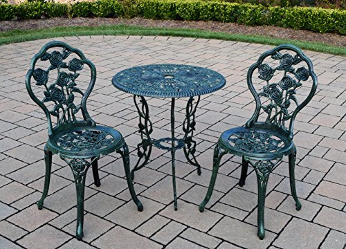 3-Piece Rose Bistro Set with Cast Aluminum Top Table R246