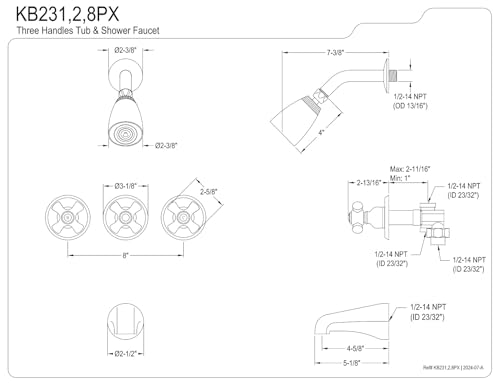 Oil Rubbed Bronze Tub and Shower Faucet with 3-Porcelain Cross Handle N735883