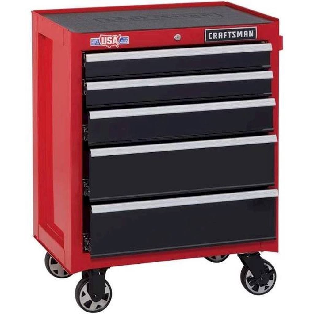 26.5-in W x 34-in H 5-Drawer Steel Red Rolling Tool Cabinet L608790