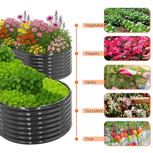 8x4x2ft Galvanized Raised Garden Beds Oval Planter Boxes W452