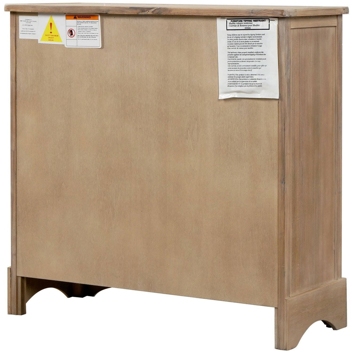 Rustic Storage Cabinet with 2 Drawers and 4 Fabric Basket I8692