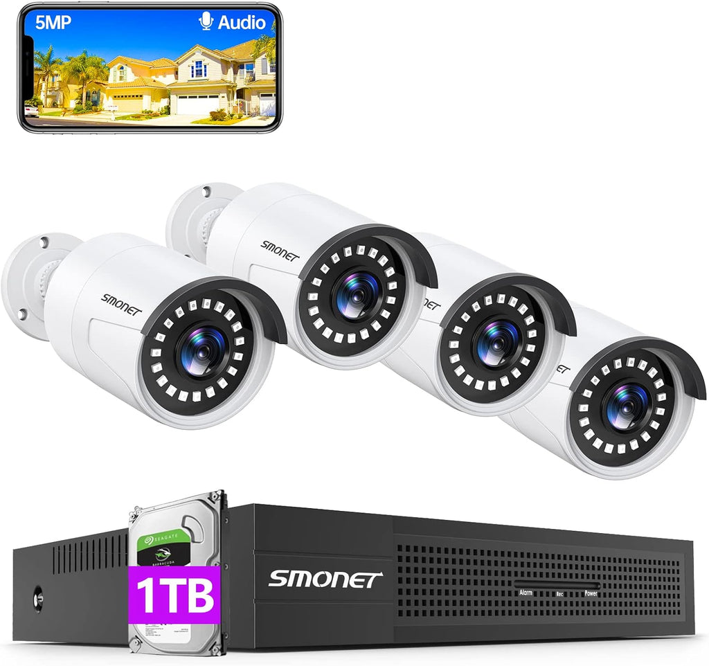 5MP PoE Security Camera System with Audio 3TB Hard Drive T453156