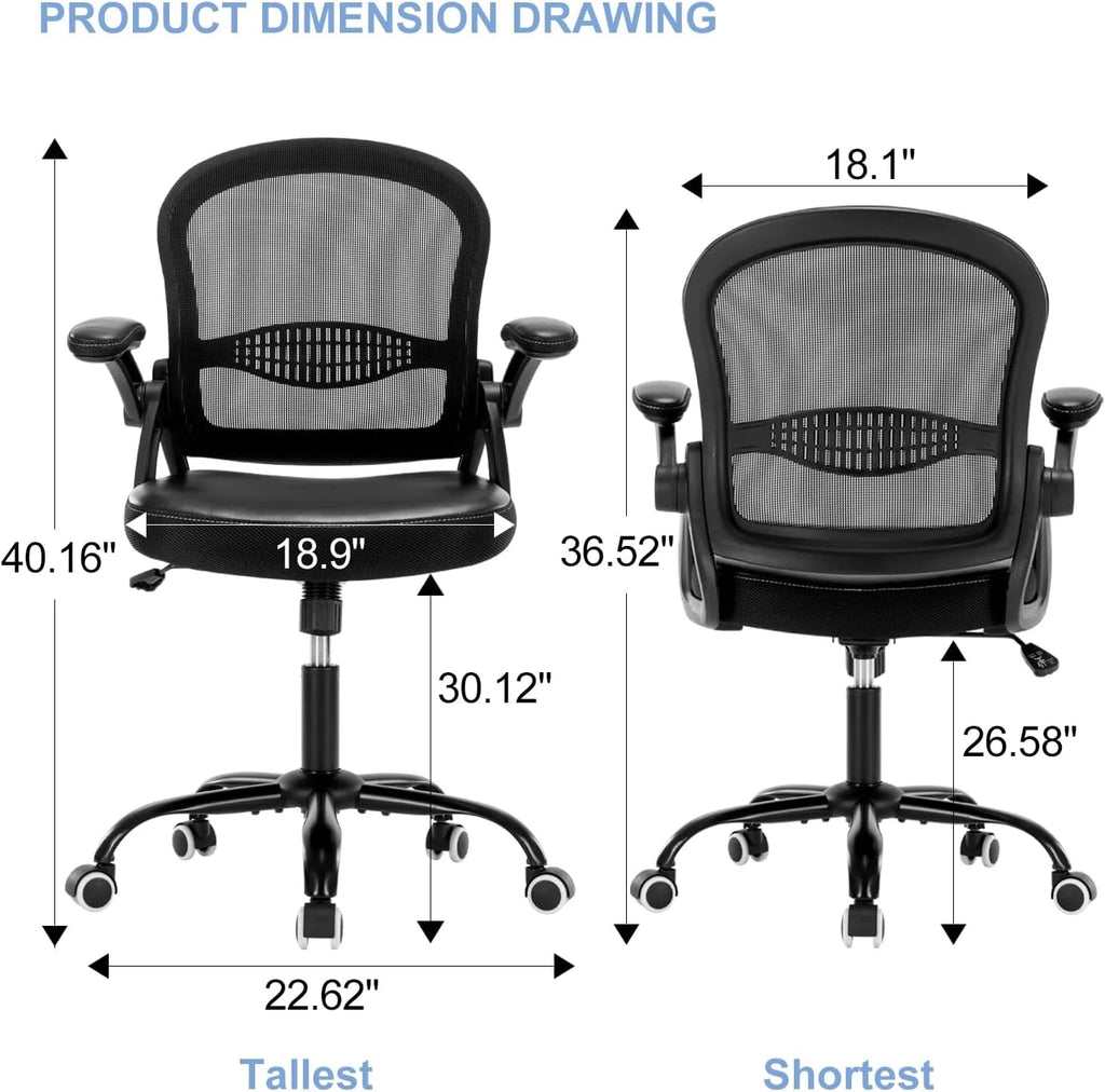 Black Ergonomic Mesh Office Chair with Flip-up Armrests Z39439
