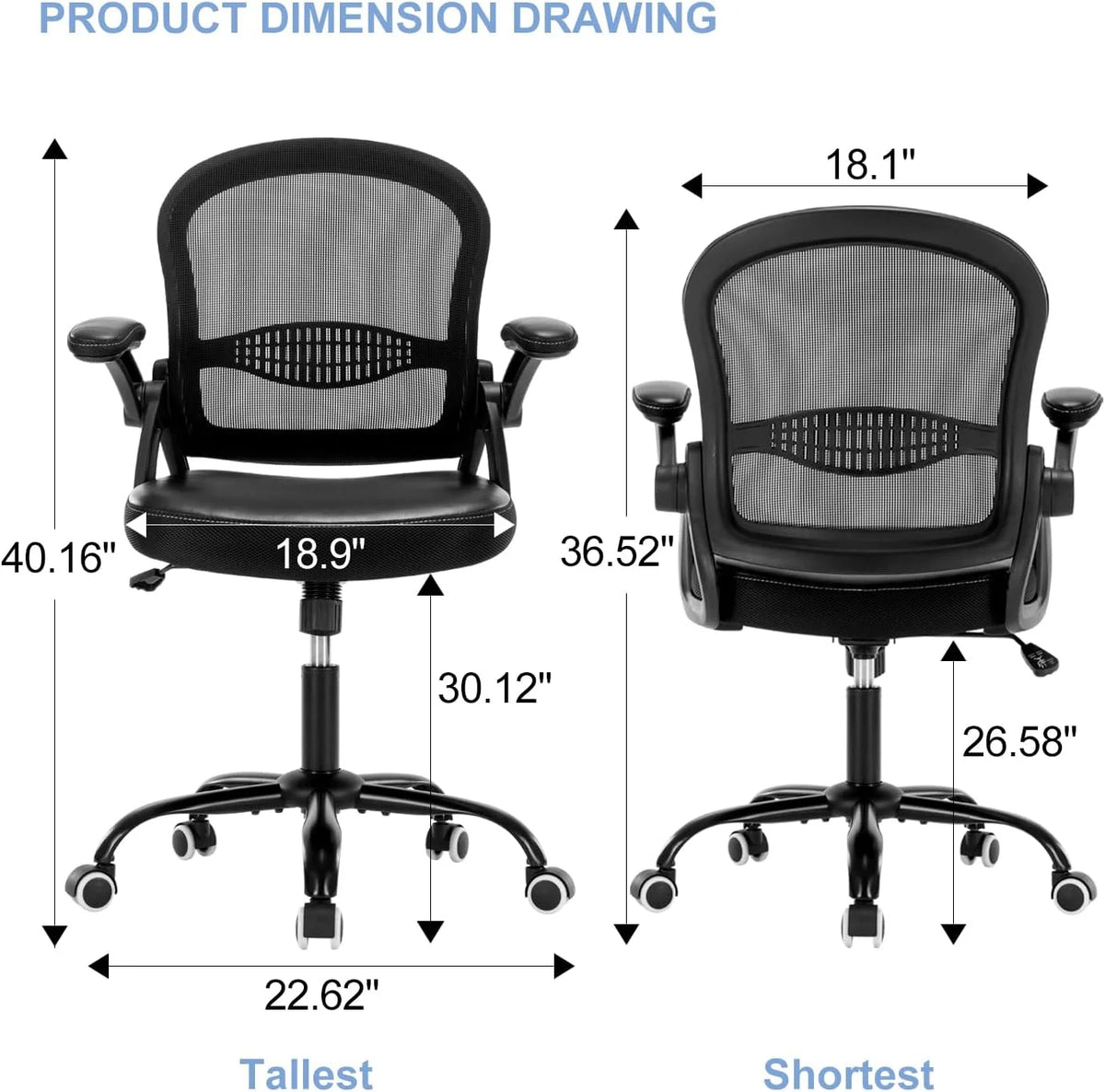 Black Ergonomic Mesh Office Chair with Flip-up Armrests Z39439