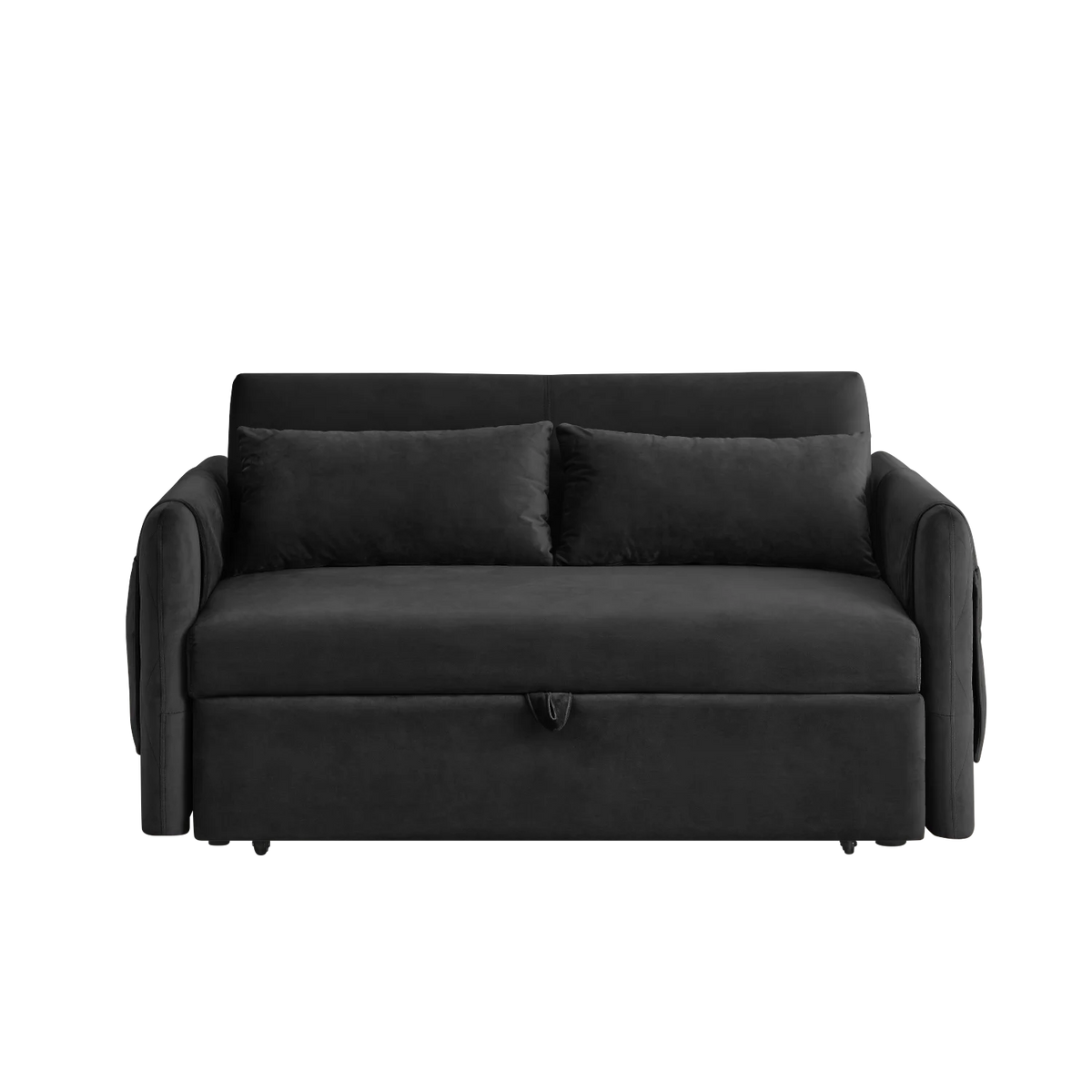 55" Convertible Velvet Sofa Bed with 2 Detachable Arm Pockets, 2 Pillows Z93721