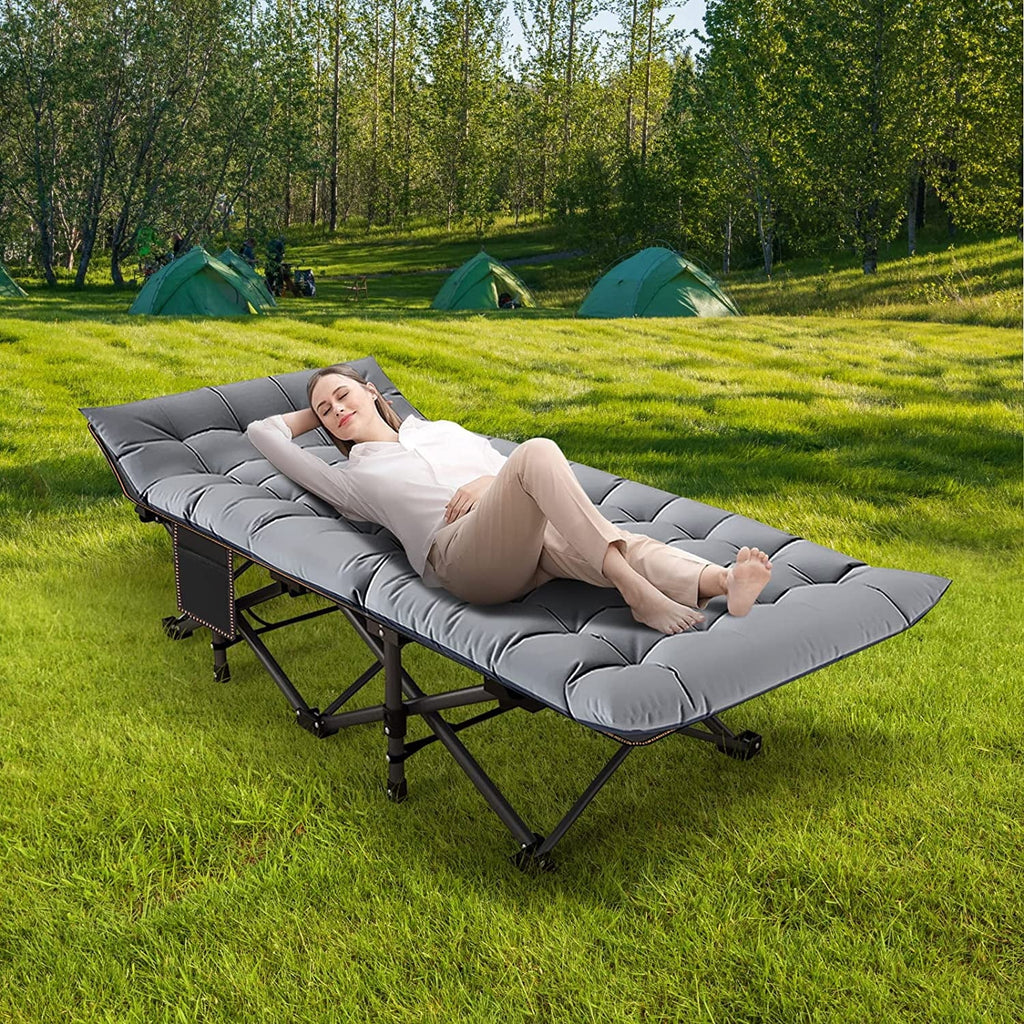 Oversized XXL Folding Camping Cot with Cushion & Carry Bag D591717