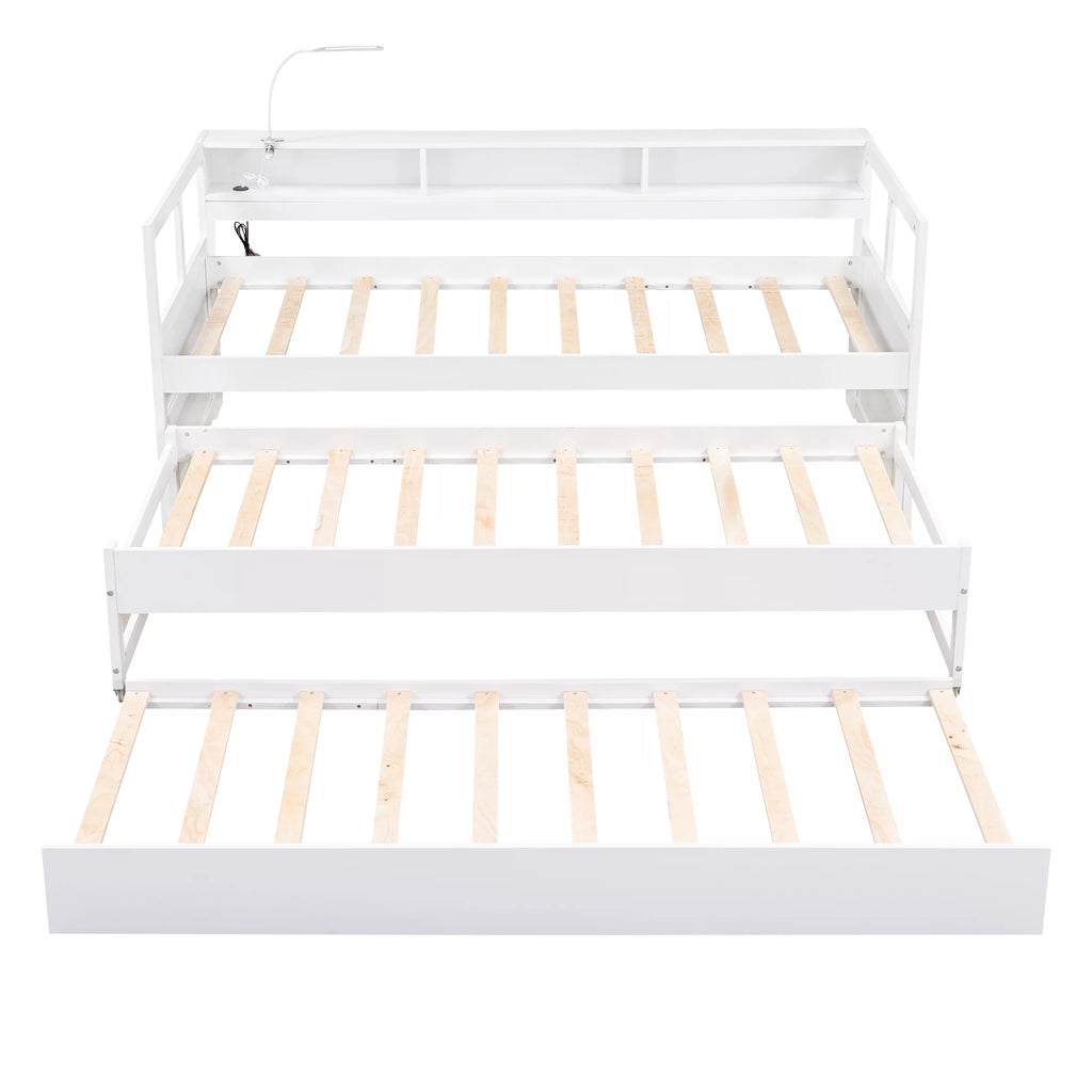 Twin Platform Bed with Storage Shelf and USB Charging X709