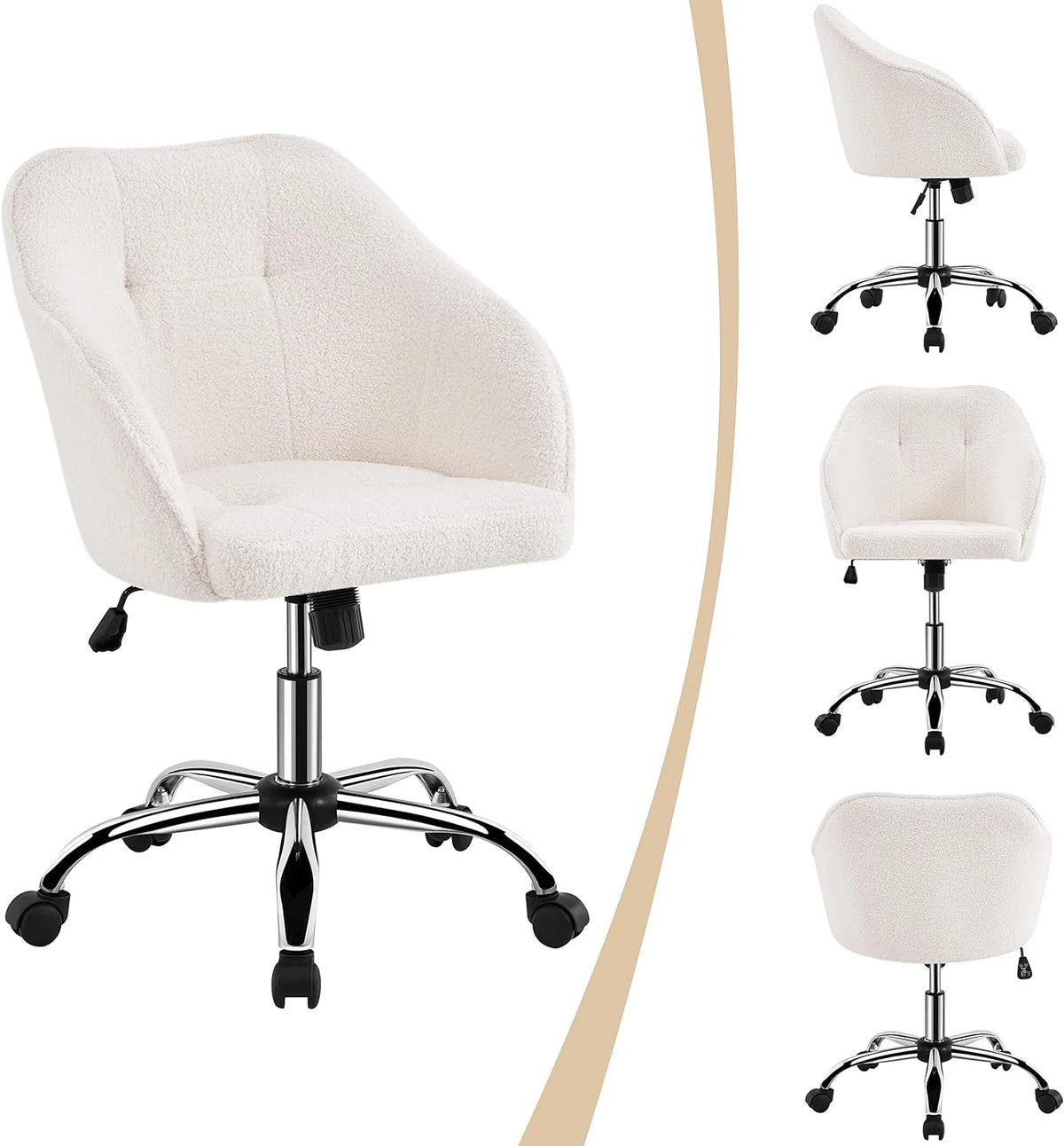 Boucle Desk Chair with Adjustable Tilt Angle J64423