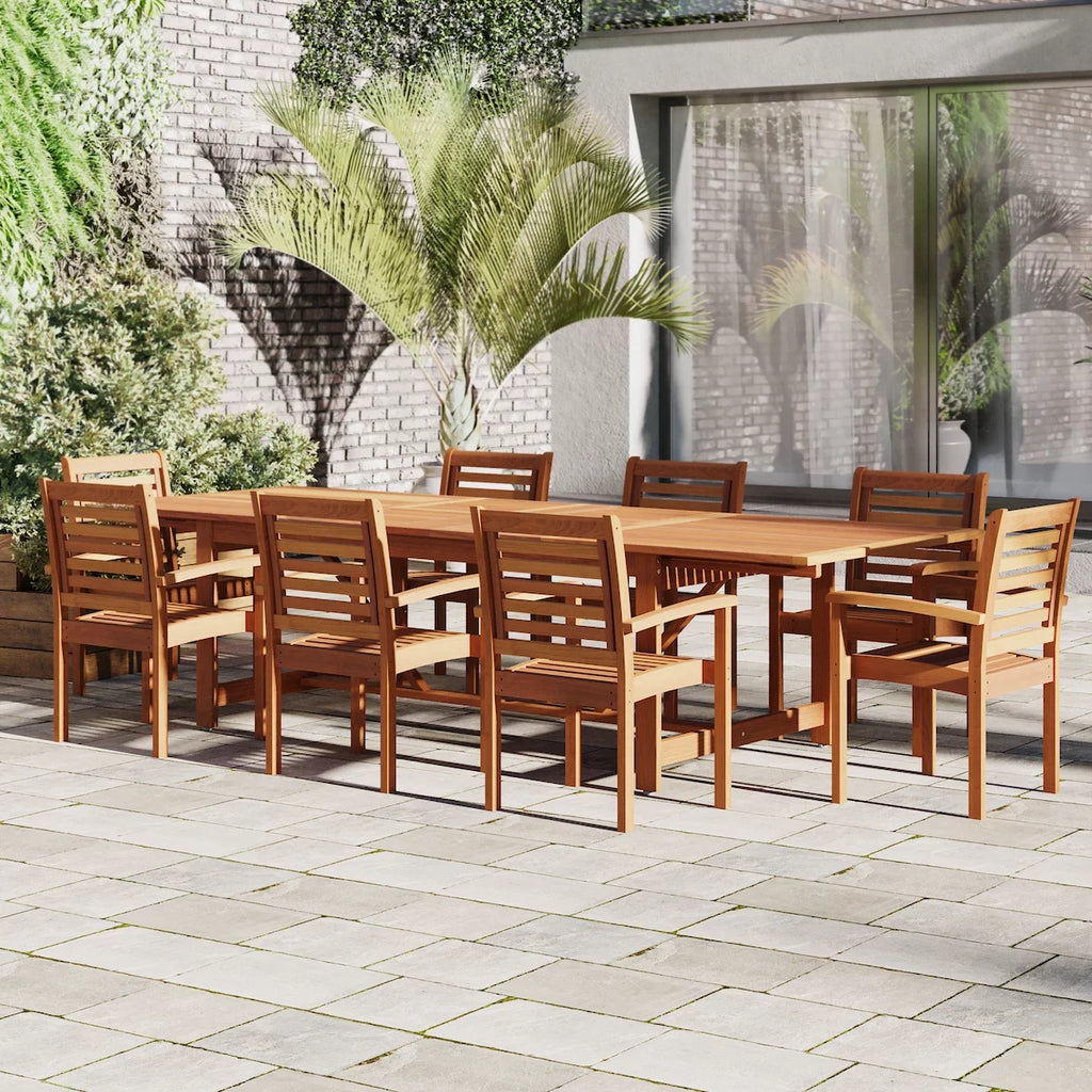 Eucalyptus 9-Piece Extendable Rectangular Patio Dining Set L566