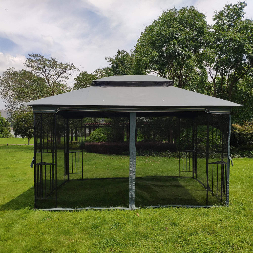 Gray Outdoor Patio Gazebo Canopy Tent with Mosquito Net C579103