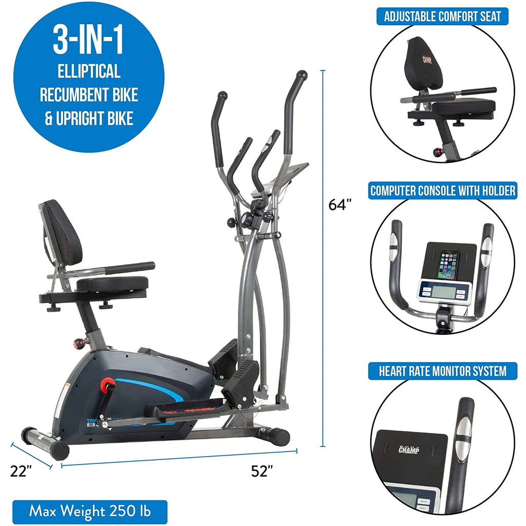 3-in-1 Elliptical Trainer with Magnetic Resistance N2519
