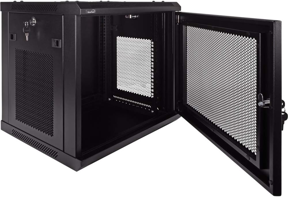 9U Wallmount Cabinet Enclosure 19-Inch Server Network Rack with Locking Perforated Door Black X947