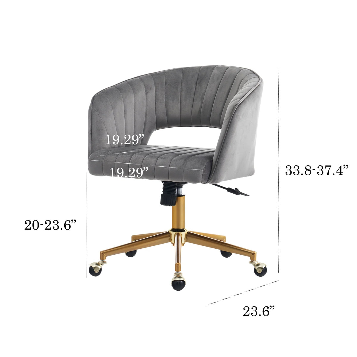 Grey Velvet Upholstered Swivel Office Chair V494
