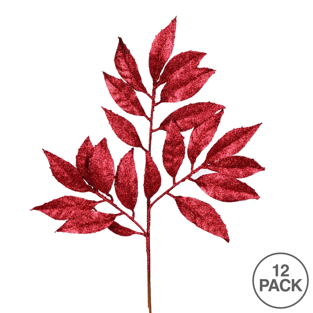 21" Burgundy Glitter Artificial Christmas Spray, 12 Sprays B886