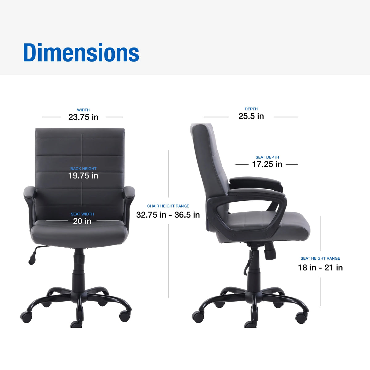 Gray Bonded Leather Mid-Back Office Chair P889