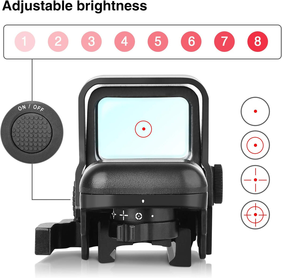 1x22x33 Red Dot Sight 4 Reticles Reflex Sight with Quick Detach Mount K959562