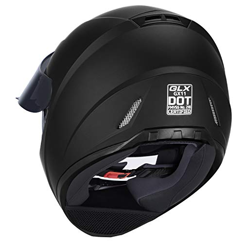 Compact Motorcycle Helmet - Matte Black, Large - Full Face w/ Tinted Visor Z6946