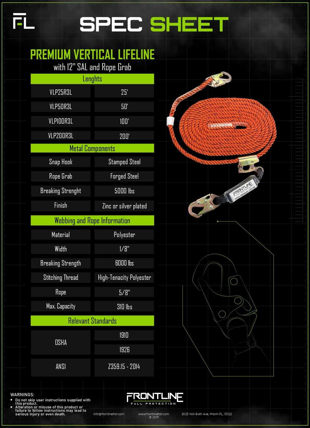 Vertical Lifeline with Rope Grab G5858