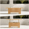 Beige Wicker Rattan Adjustable Lift Top Coffee Dining Table D424