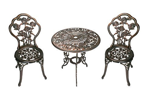 3-Piece Rose Bistro Set with Cast Aluminum Top Table R246