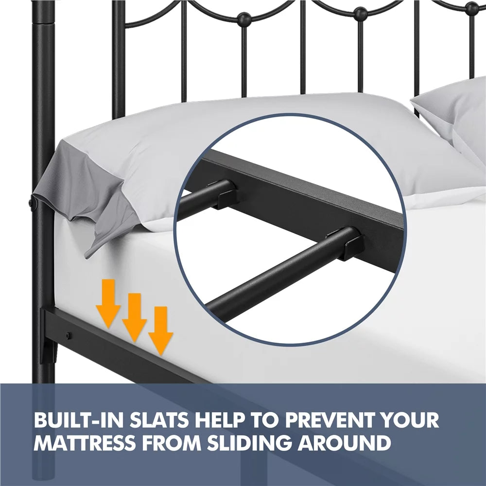 Twin Metal Platform Bed with Headboard and Footboard Z24343