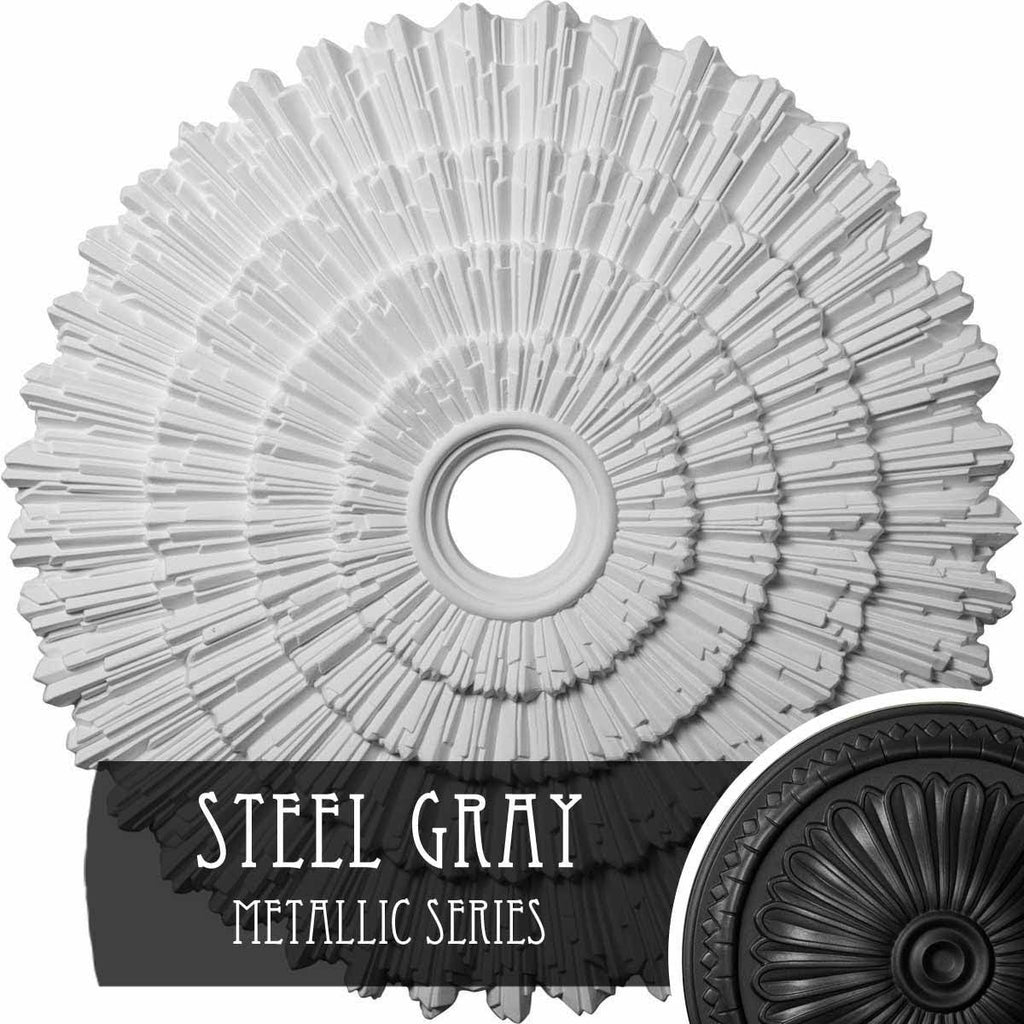 Ceiling Medallion, Hand-Painted Steel Gray P1816