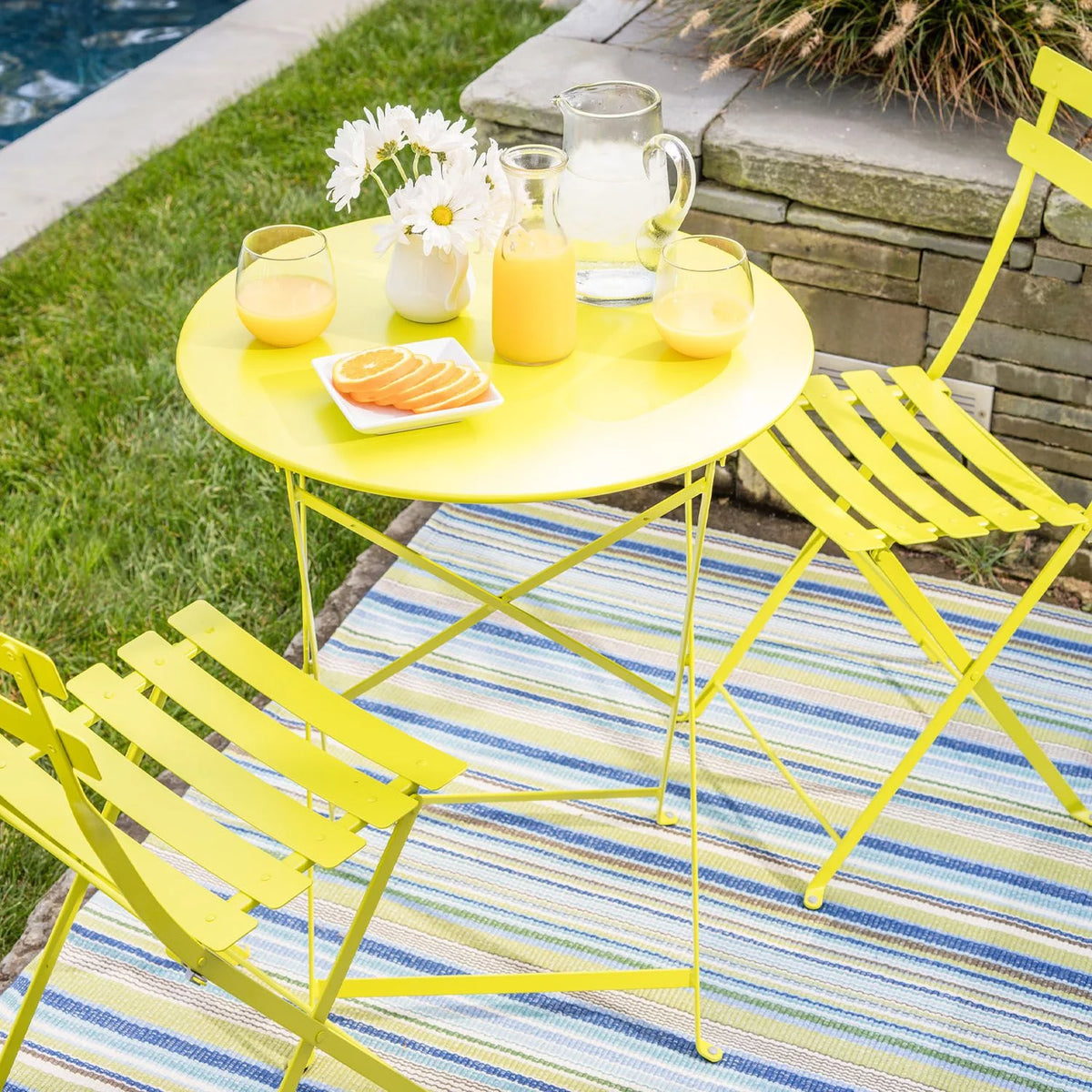 3 Piece Outdoor Furniture Set Yellow Q997