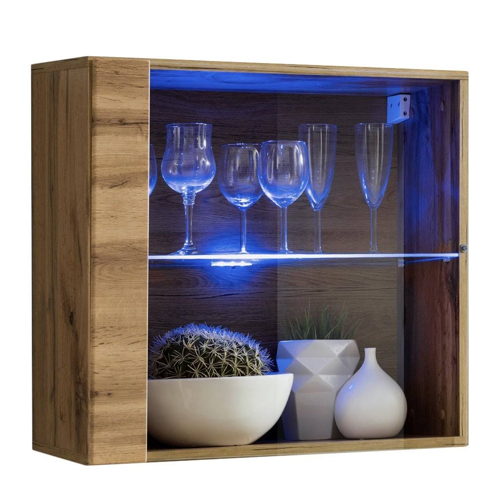 Oak Wall Mounted Floating Bookcase Cabinet Z38656