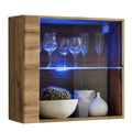 Oak Wall Mounted Floating Bookcase Cabinet Z38656