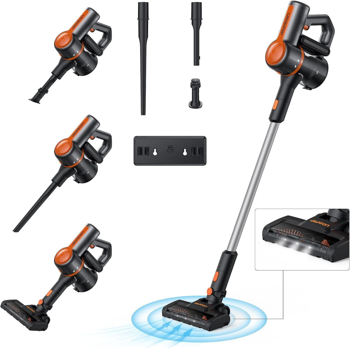 Cordless Vacuum Cleaner, 6 in 1 Stick and Handheld Vacuum with HEPA Filter E809