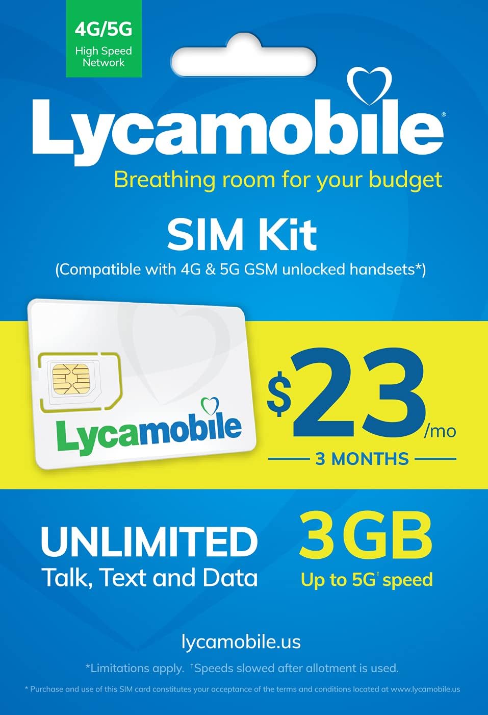 $23 Plan Prepaid Sim Card 3 Month Service W5061