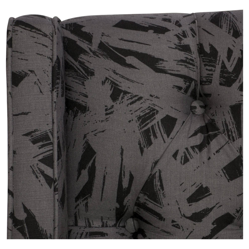 California King Tufted Wingback Headboard Faux Silk Black J470672