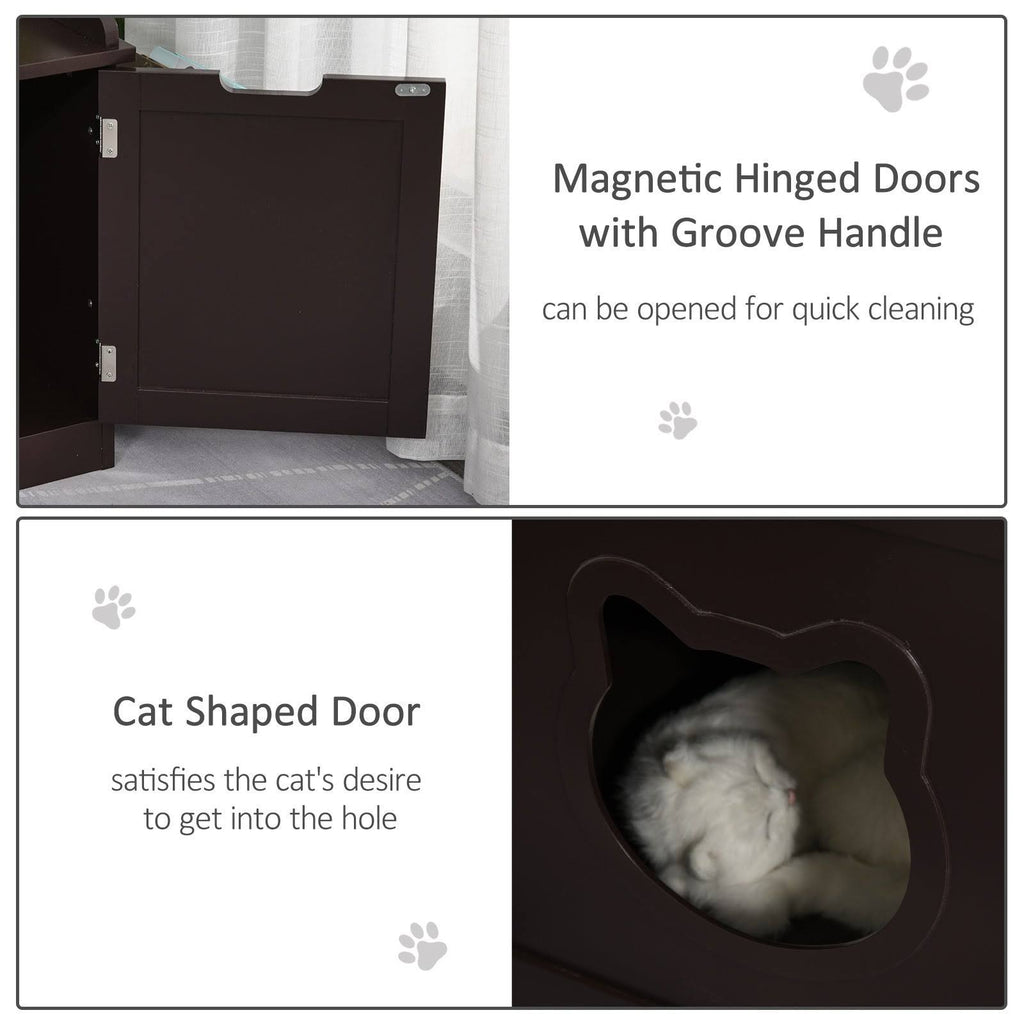 White Wooden Cat Litter Box Enclosure with Storage Rack R3612