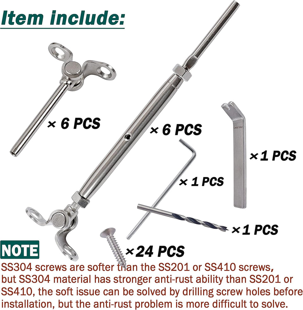 T316 Stainless Steel Adjustable Angle Cable Railing Kit 10 Pack E153236