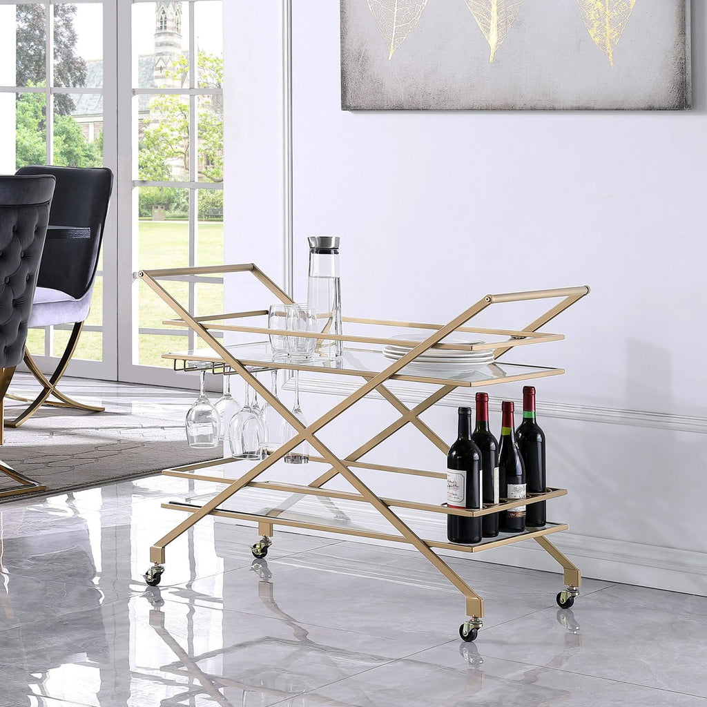 Gold Metal Bar Cart N612
