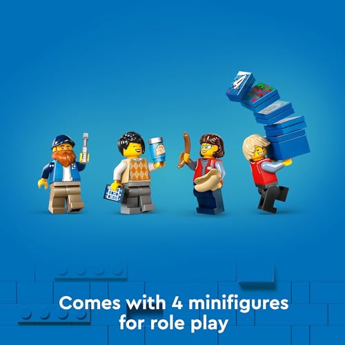 Yellow Delivery Truck Toy with Semitruck Model, Forklift and 4 Minifigures N521