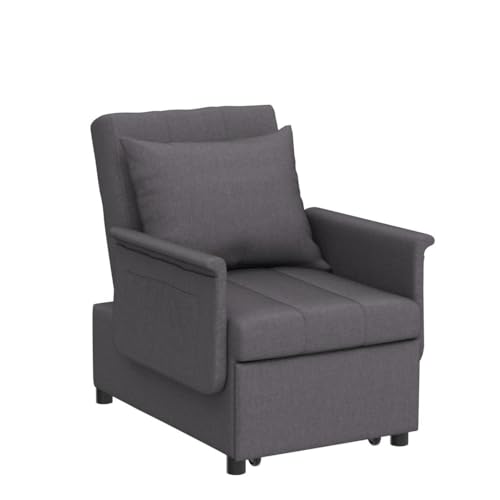 Black 3 in 1 Pull Out Sleeper Sofa Chair with Pillow U725