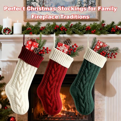 18 Inch Knit Christmas Stockings White Y20884
