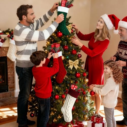 18 Inch Knit Christmas Stockings White Y20884