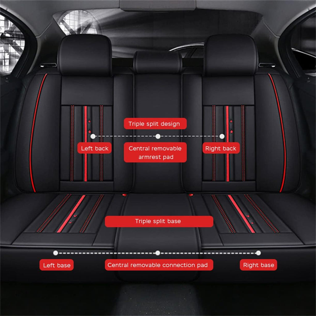Waterproof PU Leather Car Seat Covers for Front and Rear Seats, Black Y656423