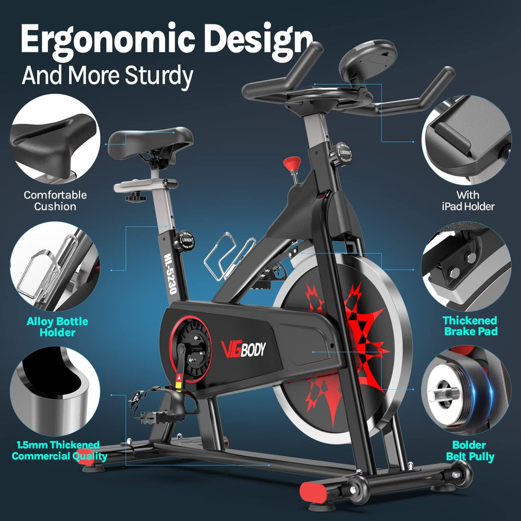 Exercise Bike Indoor Cycling Bike Adjustable Stationary Bicycle Upright Bike J14282