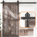 6FT Sliding Barn Door Hardware Track Kit Black Pack of 2 L2125