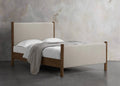 White Platform Bed with Wood Legs Queen U805519