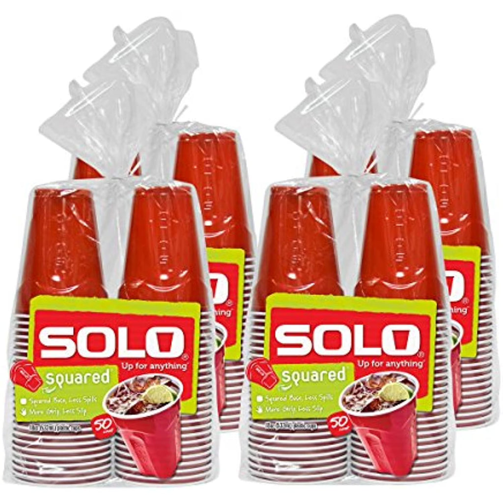 Red Squared Plastic Party Cups, 18 Ounce, 200 Count J969