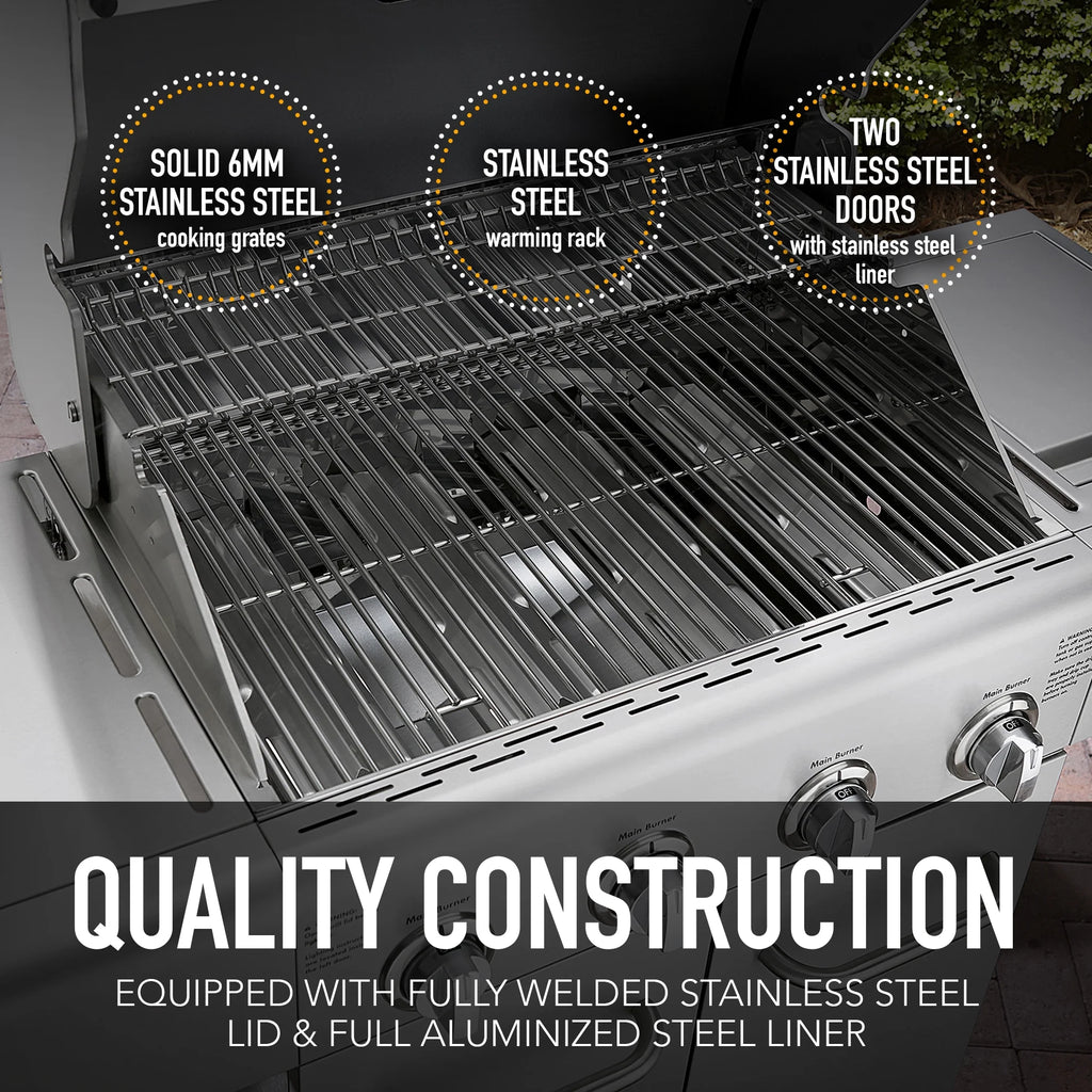 4 Burner Stainless Steel Propane Gas BBQ Grill with Side Burner M241