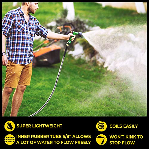 100 Ft Stainless Steel Garden Hose with Nozzle Z366