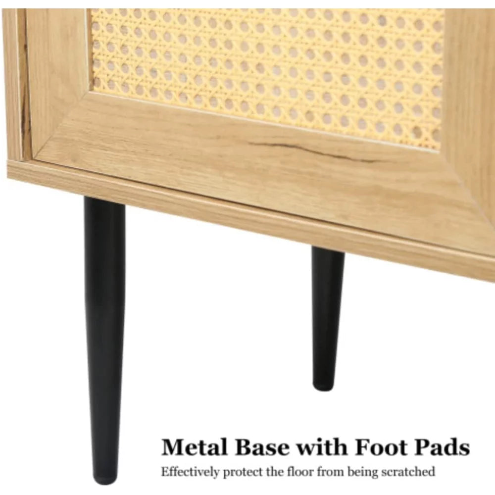 Wooden TV Stand with 2 Wicker Doors and 2 Open Shelves H305860