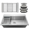 Drop-In Kitchen Sink with Adjustable Tray and Drain Strainer Kit R1294